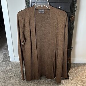 New York & Company Brown Open Front Knit Cardigan